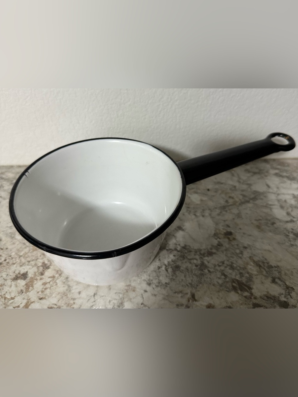 Vintage Enamel Dipper Black & White